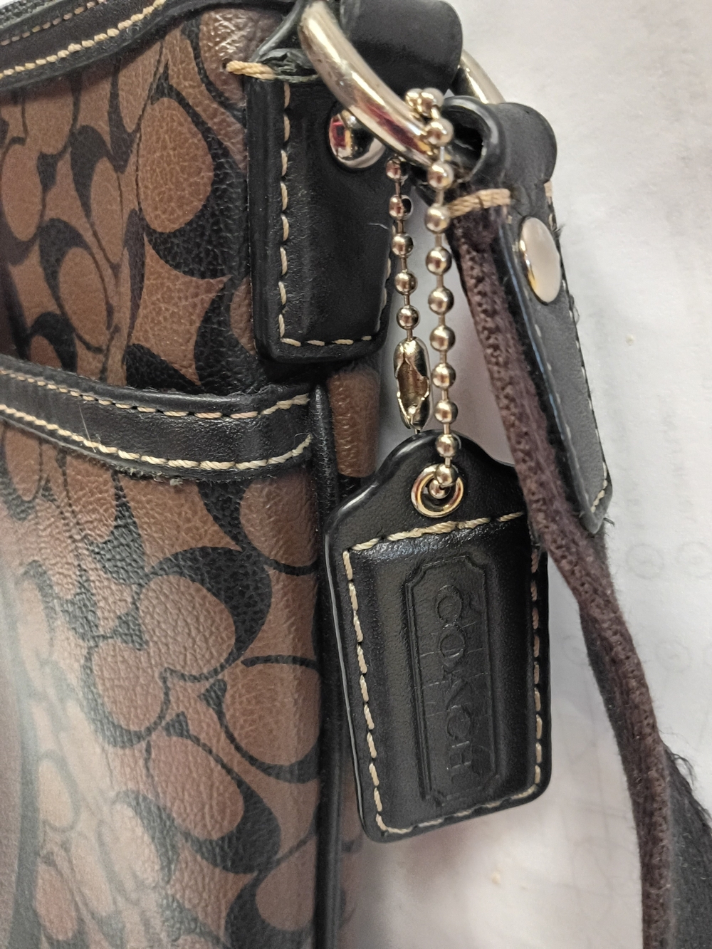 Coach Brown Signature Crossbody with Black Center Stripe - Picture 3 of 6